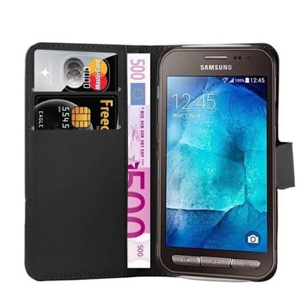 Coque - CADORABO - Samsung Galaxy XCover 3 - Syntetiskt läder Svart - Fodral med Ställ - Magnetiskt skydd