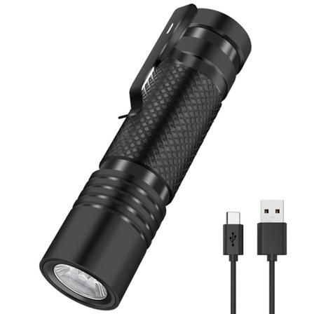 Mini ficklampa i aluminiumlegering med inbyggt batteri, USB-C laddning