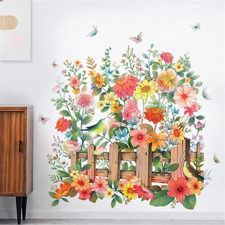 Vandstilsblomster og sommerfugle vægklistermærke Velegnet til soveværelse, væg, stue, børnehave, børneværelse, ny hjemindretning, aftagelig