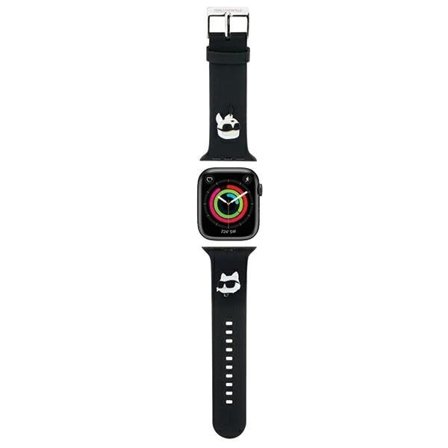 Karl Lagerfeld 3D gummi Karl&Choupette Heads reim for Apple Watch 42/44/45/49mm - svart