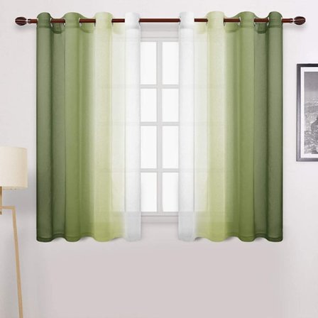 (1,32x1,6cm)Sett med 2 gjennomskinnelige linlookgardiner med hemper Mo