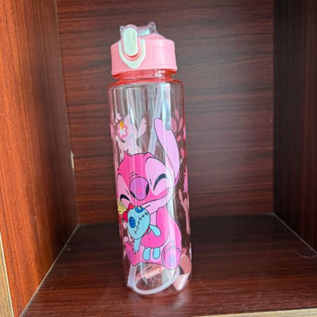 Trendikäs Monster-vesipullo, 800 ml, pinkki, tiivis muovipilli, sarjakuvahahmo