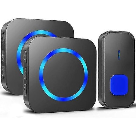 Trådløs ringeklokke, 400m trådløs rekkevidde for utendørs bruk, vanntett, ringeklokke, trådløs, 2 mottakere, husringeklokke med 55 ringetoner