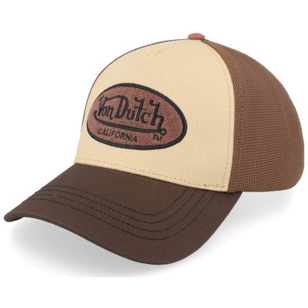 Von Dutch - Beige trucker Keps - Oval Patch Brown/Beige A-Frame Trucker @ Hatstore