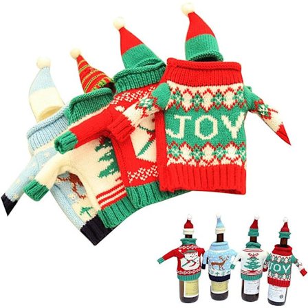 8 st julvinflaskeöverdrag Fula tröjor Flaskornament B