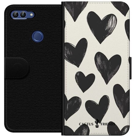 Yhteensopiva Lompakkokotelo Huawei Huawei P smart Cactus and Friends - Bold Black Love Pattern