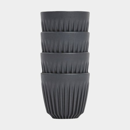 Espresso Cups HuskeeCup Espresso 3oz Charcoal, recycled coffee husk, black, 9 cl / 90 ml, 4-pack