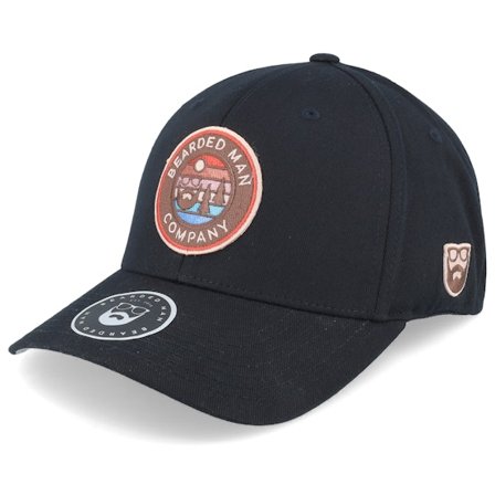 Bearded Man - Zwart flexfit Cap - Retro Sunset Patch Black Flexfit @ Hatstore