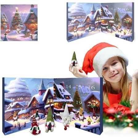 Jule-Nisse Adventskalender 2024, 24-Dagers Nedtelling med Plysjfigurer, 1 stk pc