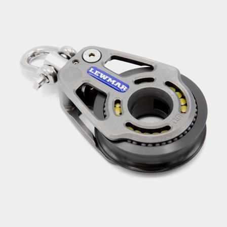 Lewmar 60mm hl block single racingblock High Load med schackel, grå aluminium, max 12mm lina, 1200kg belastning