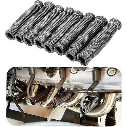 Tändkablar Värmesköld 8 Delar (Svart) Tändkablar Isolerande Hylsa, 1600 Graders Tändstiftskabelskydd, A