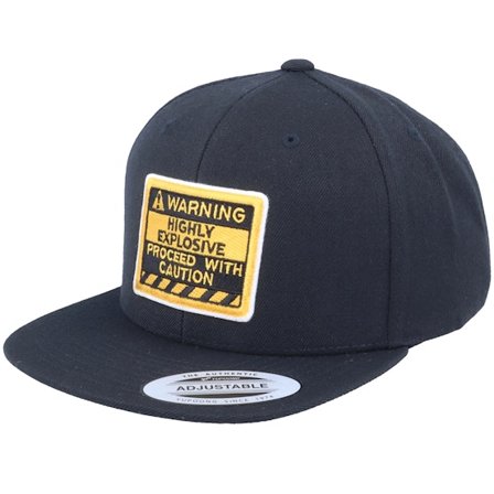 Kiddo Cap - Kids Warning Highly Explosive Black Snapback Snapback Black Cap - @ Hatstore