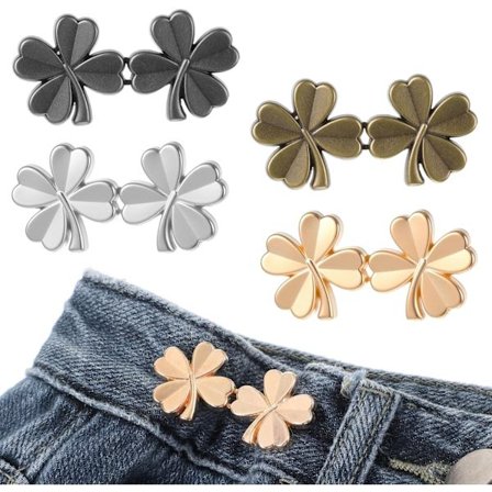 8-pack Byxmidjejusterare Midjeklämma för att Dra Åt Midjan Utan Sömnad Avtagbar Klämma Knapp Justerbara Midjespännen Set Fyrklöver Jeans