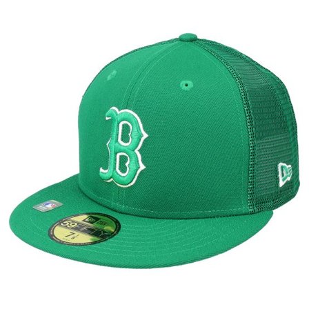 New Era - MLB Grön fitted Keps - Boston Red Sox MLB St Pats 59FIFTY Green Mesh Fitted @ Hatstore