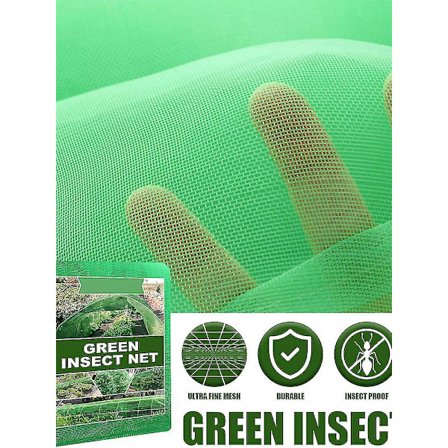 Grønt Anti-Insekt Net Til Havearbejde, Beskytter Planter Mod Skadedyr, Åndbar Fin Masket, Justerbar & Holdbar, 2x5m