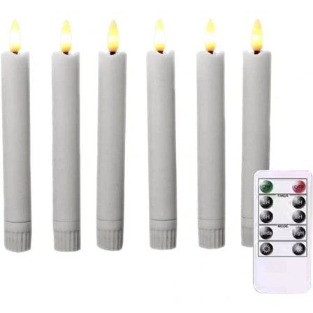 Kaukosäädin Norsunluunväriset Liekittömät LED-kynttilät, 6 kpl Paristokäyttöiset 16 cm