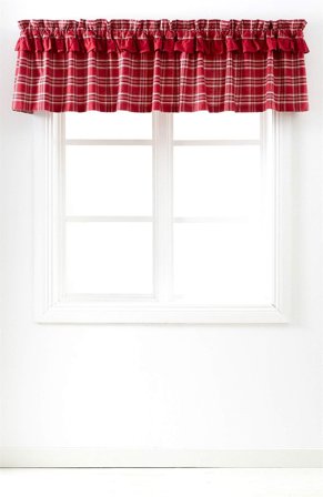 Cellbes of Sweden - Rutig julgardin X-mas check - röd - -