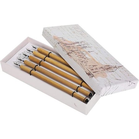 5-delt kunstnerisk bambus dyppesett, kalligrafipennsett for nybegynnere, håndlaget manga kalligrafi vintage tegnemalingssett (1-5 spisssett)