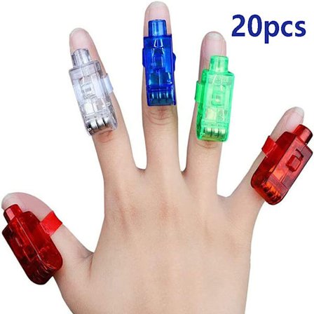 20x LED fingerlampe fingerring lysringer fingerlys lommelykt for fingre som festposer til barnebursdager