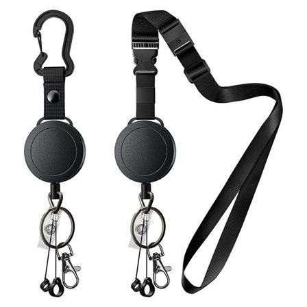 Uttrekkbar holder med ståltau og ID-feste