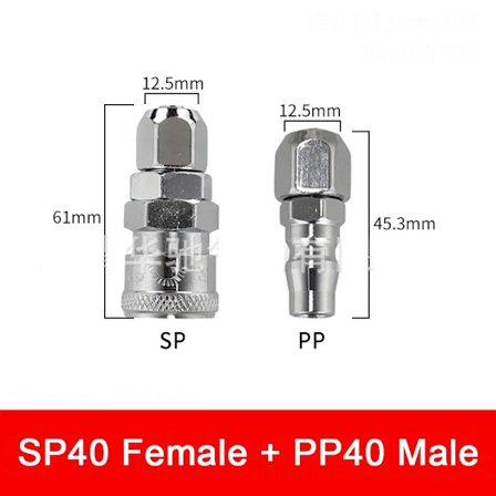Pikaliitin Rapidities Pneumatic Fitting SP40 PP40 SP40 PP40