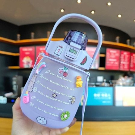 Vattenflaska för barn Stor kapacitet Gradient Utomhus Fitness Sport Vattenflaska (Lila)