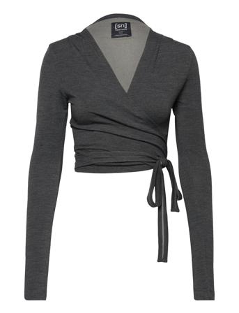 W Cosy Wrap Around T-shirts & Tops Long-sleeved Harmaa Super.natural