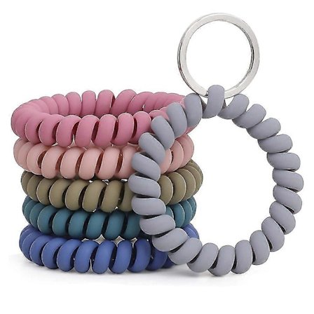 6 stk. Håndledsspiral Nøglering Fjeder Spiral Armbånd Håndledsbånd Nøgleholder