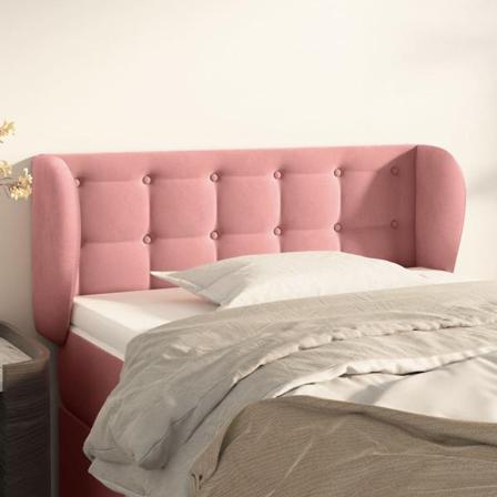 Vidaxl Huvudgavel Med Kanter Rosa 93x23x78/88 Cm Sammet Rosa