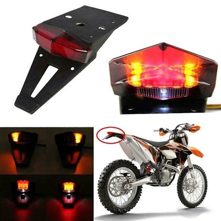 Universal Dirt Bike LED Baglygte Baglygte Blinklys Off Road Dirt Bike Motorcykel Sort+Rød