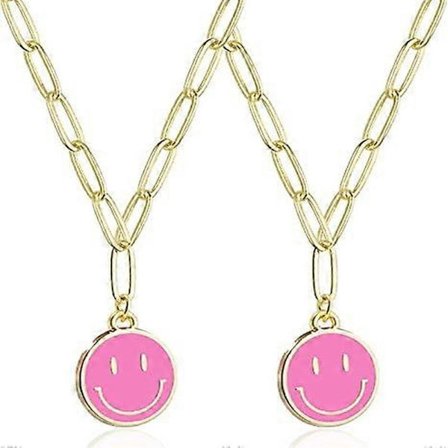 Farverig Smiley Halskæde 14K Guldbelagt Paperclip Halskæde Preppy Smykker Y2K Trendy Halskæde til Kvinder Teenagere