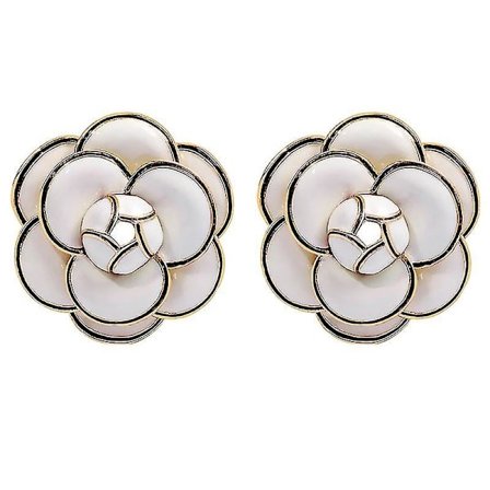 Emalj brosch med kamelia, kompatibel med damtröja, klänning, slag, vit