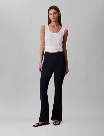 Calvin Klein Eu Stretch Crepe Straight Pant - Navy - XL