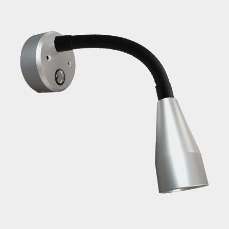Läslampa Casolux Mary Flex Mini, aluminium, grå, LED, 10 - 30 V, 1.5 W, med USB-uttag + dimfunktion