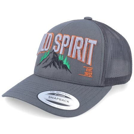 Wild Spirit - Grijs trucker Cap - Stay Wild Mountain & Forest 3d Dark Grey A-frame Trucker @ Hatstore
