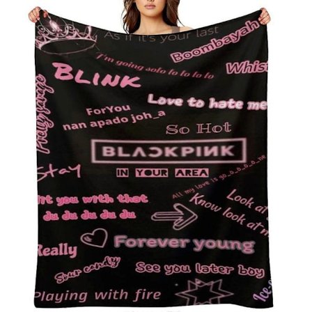 BLACKPINK Kastepledd Gave, Flanellpledd, Passer for Menn og Kvinner, Passer for Alle Årstider, Varmt Pledd, Hjemmeinnredning(589) 125x100cm