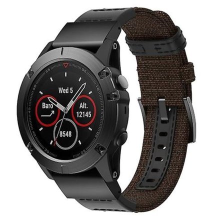 Lærreds- og læderurrem til Garmin Fenix5x Plus Fenix3, håndledsrem Størrelse: 150+110 mm