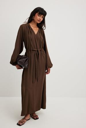 NA-KD Robe Midi volume structuré - Robes longues - Brun - EU 42