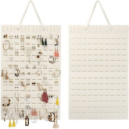Väggmonterad smyckeshållare örhänge displayställ örhänge förvaring för broscher, halsband, ringar, rymmer upp till 300 par (benvit)