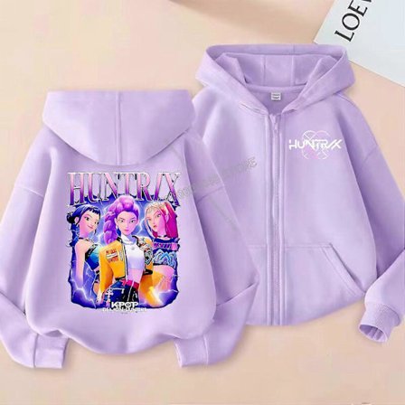 KPop Demon Hunters Lilla Hættetrøje til Børn - Anime Tegneserie Piger Jakke, Tynd Efterårstrøje Gave