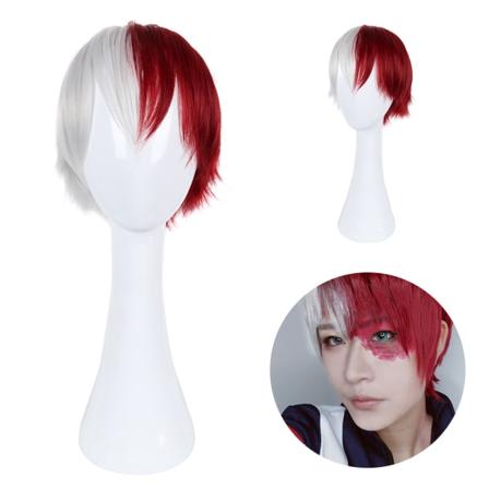 AVEKI Anime My Hero Academia Todoroki Shoto Cosplay Monivärinen Peruukki, Bangs Mukana, Lämpökestävä Aikuiseen, Punainen-485