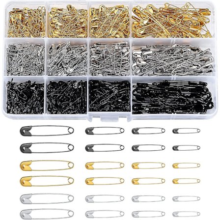 540-pack med säkerhetsnålar i olika storlekar, små, medelstora och stora säkerhetsnålar för kläder, hantverk, sömnad, kläder, konst, guld, silver, 