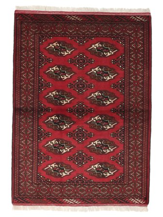 Tapis Turkaman 103X140 Noir/Rouge Foncé (Laine, Perse)