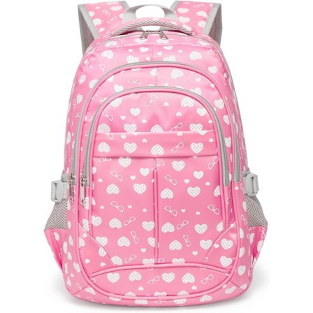 Rygsæk til piger, skoletaske til børn, vandtæt, let, robust, holdbar, gave (pink)
