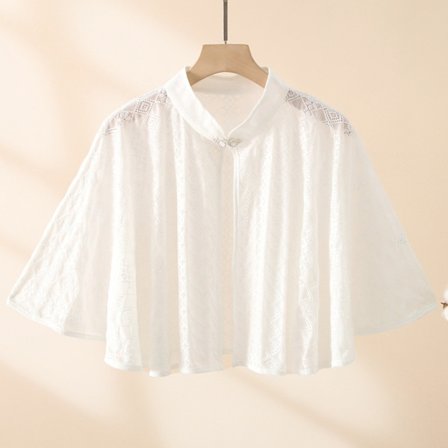 Rose Jacquard Polyester Sjal Solbeskyttelsestørklæde HVID