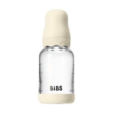 BIBS Tåteflaske i glass, Ivory, 120 ml