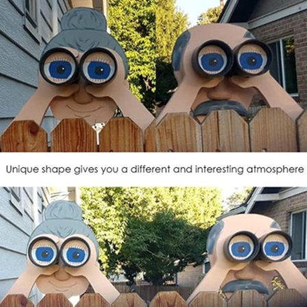 Hagegjerdedekorasjon Peeker Gammel Mann & Dame Hage Utendørs Kunstdekor