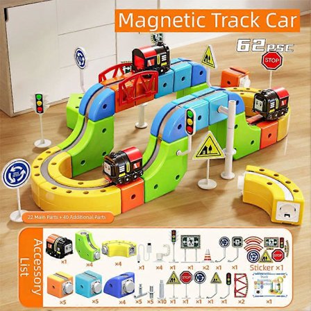 Anti-Gravity Elektriskt Tågset, 167 delar Flexibelt Spårvagnsset, DIY STEM Magnetisk Byggsats, Julklappar Födelsedagspresenter för Barn