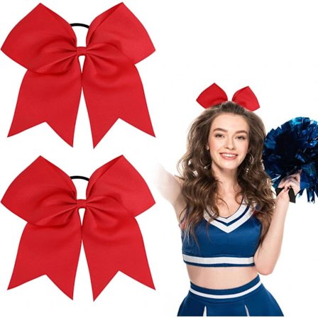 8 tommer store cheer-rosetter, Jumbo Cheer Hårrosetter Hårelastikker Elastisk Bånd Håndlavede til Cheerleaders Teenagere Julehårtilbehør (rød)