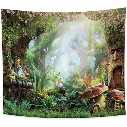 150x130 cm Sienimetsä Gobelini Haltiatalo Psykedeelinen F